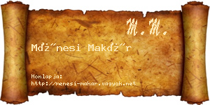 Ménesi Makár névjegykártya